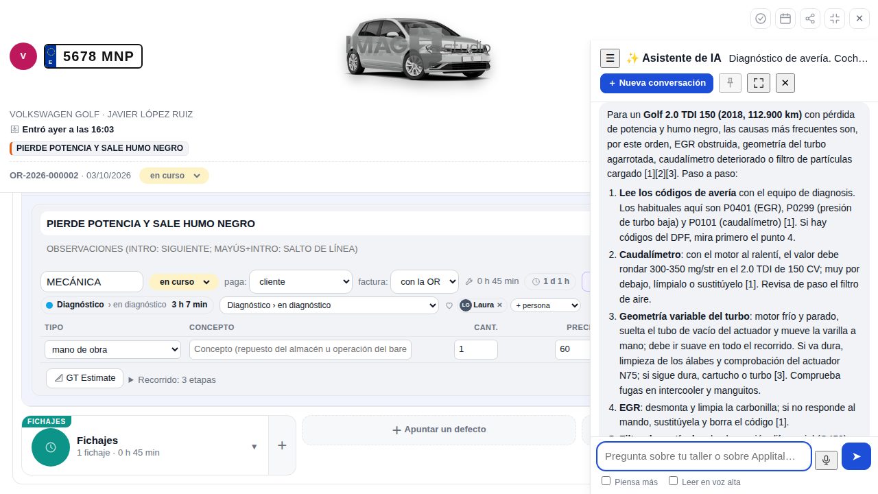 Diagnóstico de una avería con el asistente de IA